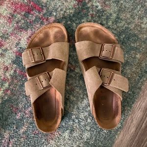 Womens suede taupe birkenstocks